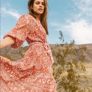 Cleobella Sara Midi Dress sz L Orange